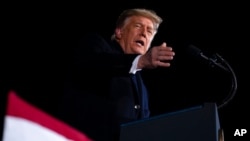 Arhiva - Predsednik Donald Tramp govori na predizbornom skupu na aerodromu Dalton, Džordžija, 4. januara 2020.