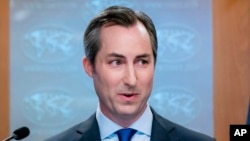 FILE - U.S. State Department spokesperson Matthew Miller, shown here in Washington on July 18, 2023, said in an interview with VOA that "when it comes to using non-U.S. provided weapons, ultimately Ukraine will make its own decisions."