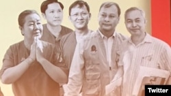 អ្នកការពារ​សិទ្ធិ​មនុស្ស​បួន​នាក់​នៃ​សមាគម​សិទ្ធិមនុស្ស​អាដហុក ​និង​អតីត​បុគ្គលិក​មួយរូប​ទទួល​បាន​រង្វាន់​អ្នកការពារ​សិទ្ធិមនុស្ស​ Martin Ennals Prize ​នៅថ្ងៃ​អង្គារ​ ទី១០ ខែ​តុលា ឆ្នាំ​២០១៧។ (រូបថតដកស្រង់ពី Twitter របស់បេសកកម្ម Finland នៃអង្គការសហប្រជាជាតិ) 