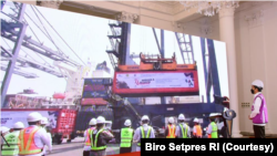 Presiden Jokowi melepas ekspor komoditas pertanian senilai Rp7,29 triliun secara virtual dari Istana Kepresidenan Bogor, Sabtu (14/8). (Foto: Courtesy/Biro Setpres)