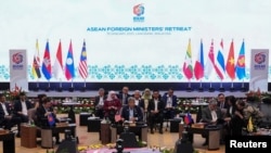 Malaysia's Minister of Foreign Affairs Mohamad Hasan speaks at the ASEAN Foreign Ministers' Retreat in Langkawi Island, Malaysia, Jan. 19, 2025.