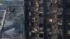 Damage is seen to a tower block which was destroyed in a fire disaster, in north Kensington, West London, Britain June 15, 2017. 