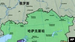 邻近中国的中亚五国略图