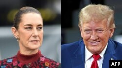 Kombinasi foto: Presiden Meksiko Claudia Sheinbaum dan Presiden terpilih AS, Donald Trump 