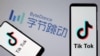 图为字节跳动和抖音海外版TikTok的标识。