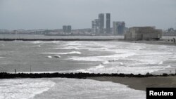 FILE - Waves crash on the shore of the Gulf of Mexico in Boca del Rio, Veracruz state, Mexico, Jan. 21, 2025. Following action by U.S. President Donald Trump and the Interior Department, Google Maps will rename the Gulf of Mexico to the Gulf of America for U.S. users.