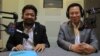 Ou Chanroth (left), a former member of Parliament from the Cambodia National Rescue Party (CNRP) and Chheang Vun (right), a member of Parliament from the Cambodian People's Party (CPP), on Hello VOA call-in show, Phnom Penh, Cambodia, Tuesday, May 31, 2016. (Lim Sothy/VOA Khmer) 