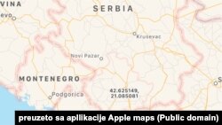 Epl mapa na kojoj je Kosovo predstavljeno kao deo Srbije (Foto: Apple maps)