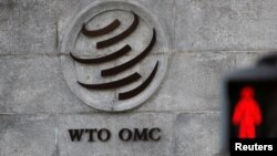 资料照：瑞士日内瓦世界贸易组织总部外的标志