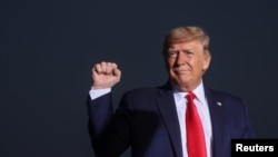 美国总统特朗普在内华达州的竞选集会上。