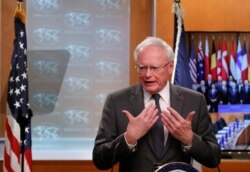 U.S. special envoy for Syria and the Global Coalition to Defeat ISIS Jim Jeffrey speaks during a news conference at the State Department in Washington, Nov. 14, 2019.