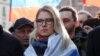 FILE - Russian opposition figure Lyubov Sobol takes part in a rally to mark the 5th anniversary of opposition politician Boris Nemtsov's murder and to protest against proposed amendments to the country's constitution, in Moscow, Feb. 29, 2020. 