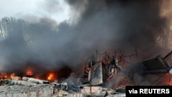 2022年2月24日，俄罗斯基辅地区遭到炮击的乌克兰国家边界警卫部队所在地。