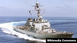 FILE - The USS Higgins (DDG-76) is a Flight I Arleigh Burke-class destroyer in the United States Navy.