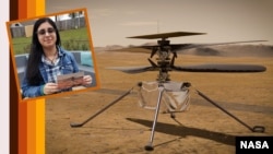 Vaneeza Rupani (foto: kiri), dan helikopter Mars NASA yang dia beri nama Ingenuity. 