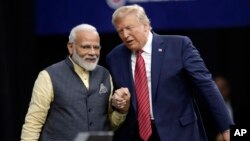 Le Premier ministre indien Narendra Modi et le président américain Donald Trump à Houston en 2019.
