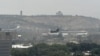 A U.S. military helicopter is pictured flying above the U.S. embassy in Kabul, Afghanistan, Aug. 15, 2021.