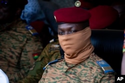 Capt. Ibrahim Traore, leader of Burkina Faso junta, participates in a ceremony in Ouagadougou, Oct. 15, 2022. (Kilaye Bationo/AP Photo)