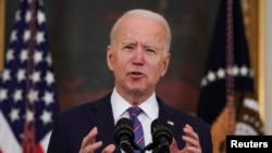 Presiden Amerika Serikat Joe Biden di gedung Putih, Washington, D.C., 2 April 2021. (REUTERS/Erin Scott )