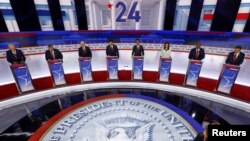 Debat pertama kandidat Partai Republik pada kampanye presiden AS 2024 di Milwaukee, Wisconsin, AS 23 Agustus 2023. (REUTERS/Jonathan Ernst)