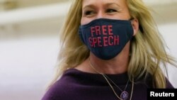 Članica Predstavničkog doma Mardžori Tejlor Grin, republikanka iz Džordžije, na Kapitol hilu 4. februara 2021. (Foto: Reuters)