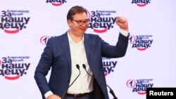 Predsednik Srbije i lider SNS Aleksandar Vučić posle proglašenja rezultata parlamentarnih izbora 21. juna 2020.