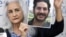 FILE - Debra Tice, mother of U.S. journalist Austin Tice who was kidnapped in Syria in 2012, holds a dated portrait of him during a press conference in the Lebanese capital Beirut on July 20, 2017. 