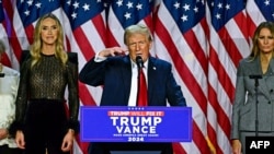 美国共和党总统候选人，前总统特朗普星期三凌晨在佛州发表胜选演说。(法新社：2024年11月6日)