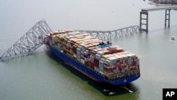 Brod "Dali" nakon udara u most “Fransis Skot Ki” (Foto: Maryland National Guard via AP)