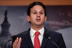 FILE - Sen. Brian Schatz, D-Hawaii, speaks during a news conference on Capitol Hill in Washington, May 24, 2017.