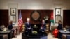 Jordan's King Abdullah, his wife Queen Rania (R), meet with U.S. Vice President Mike Pence, and wife Karen Pence, at the Royal Palace in Amman, Jordan, Jan. 21, 2018. 