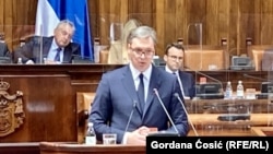Obraćanje predsednika Srbije Aleksandra Vučića u Skupštini Srbije (Foto: RSE/Gordana Ćosić)