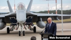 澳大利亚国防部长达顿2021年7月14日在美澳护身军刀2021联合军演开幕式上讲话。（照片来自澳大利亚国防部推特）