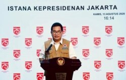 Juru Bicara Satgas COVID-19 Prof Wiku Adisasmito dalam telekonferensi di Istana Kepresidenan , Jakarta, Kamis (13/8) (Setpres RI)