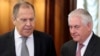  US Secretary of State Rex Tillerson,right, and Russian Foreign Minister Sergey Lavrov, enter a hall prior to their talks in Moscow, Russia, April 12, 2017.