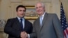 U.S. Secretary of State Tillerson shakes hands with Ukrainian Foreign Minister Pavlo Klimkin at the State Department in Washington, March 7, 2017.