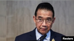 Thailand's Foreign Minister Maris Sangiampongsa looks on during a press conference following a 6-Country informal consultation, comprising Bangladesh, China, India, Lao PDR, Myanmar, and Thailand on the situation in Myanmar, in Bangkok, Dec. 19, 2024.