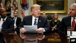 川普总统在白宫会晤制药公司的首席执行官们。（2017年1月31日）