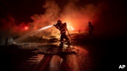Petugas damkar berusaha memadamkan kebakaran hutan di Shasta-Trinity National Forest, California, AS (foto: ilustrasi). 