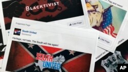 Beberapa iklan Facebook yang terkait upaya Rusia untuk mengganggu proses politik di di Amerika Serikat, 1 November 2017. (Foto: AP)