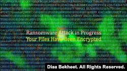 랜섬웨어 공격을 당한 컴퓨터 화면 예시. 