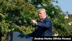 美国总统特朗普在五角大楼举行的9月11日纪念仪式上发表讲话（2019年9月11日）。