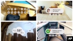 Bức ảnh tổng hợp của Google về chiếc kính thử nghiệm, có thể chỉ hướng đi, tán gẫu, mua hàng, và nhiều công dụng khác mà người sử dụng có thể thực hiện chỉ với một dụng cụ cầm tay 