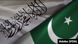 Taliban and Pakistan flags are seen in this undated stock image.