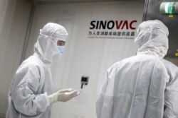 FILE - People work in a laboratory of Chinese vaccine maker Sinovac Biotech, developing an experimental COVID-19 vaccine, during a government-organized media tour in Beijing, China, Sept. 24, 2020.