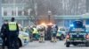 Members of the emergengy services work at the scene of the Risbergska School in Orebro, Sweden, on February 4, 2025, following reports of a serious violent crime.