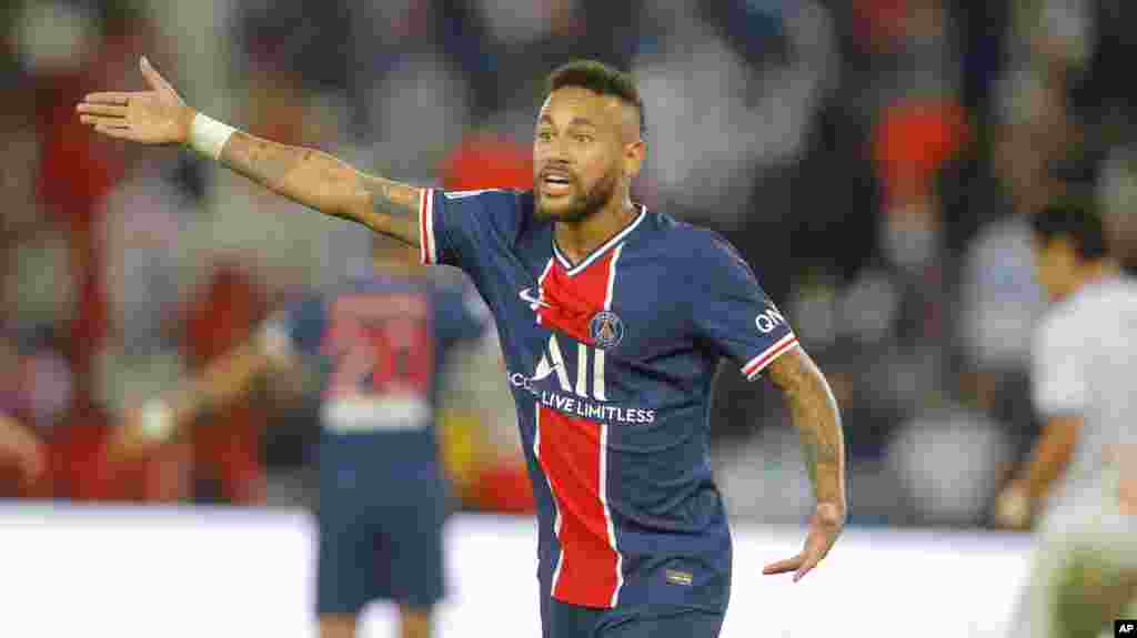 Neymar, PSG - Forward Brazilian international star Neymar was one of several Paris Saint-Germain players to have tested positive for COVID-19, according to multiple reports. Neymar was clear of the coronavirus and back in training with PSG by mid-September. Photo: PSG&#39;s Neymar during the French League One soccer match between Paris Saint-Germain and Marseille at the Parc des Princes in Paris, France, Sunday, Sept.13, 2020. (AP Photo/Michel Euler)