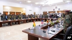 FILE - Defense chiefs from the Economic Community of West African States countries meet in Accra, Ghana, Aug. 17, 2023.