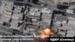 2025년 3월 13일 이스라엘 군이 시리아 다마스쿠스에 팔레스타인이슬라믹지하드(PIJ) 테러조직 산하 테러지휘소를 공습했다며 영상을 게시했다. (출처: X@IDF)
