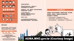 台湾国防部全民防卫动员署2025年9月16日公布的新版《台湾全民安全指引》的一些页面。(拼图由美国之音依据台湾国防部全民防卫动员署信息制作)